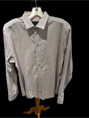 NEW Rag & Bone Men's Pin Stipe 100% Cotton Long Sleeve Collared Shirt Size 15.5